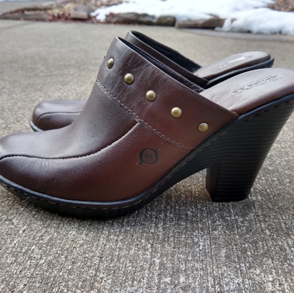 Born Shoes - Born Leather Mules/Clogs Platforms Sz 8